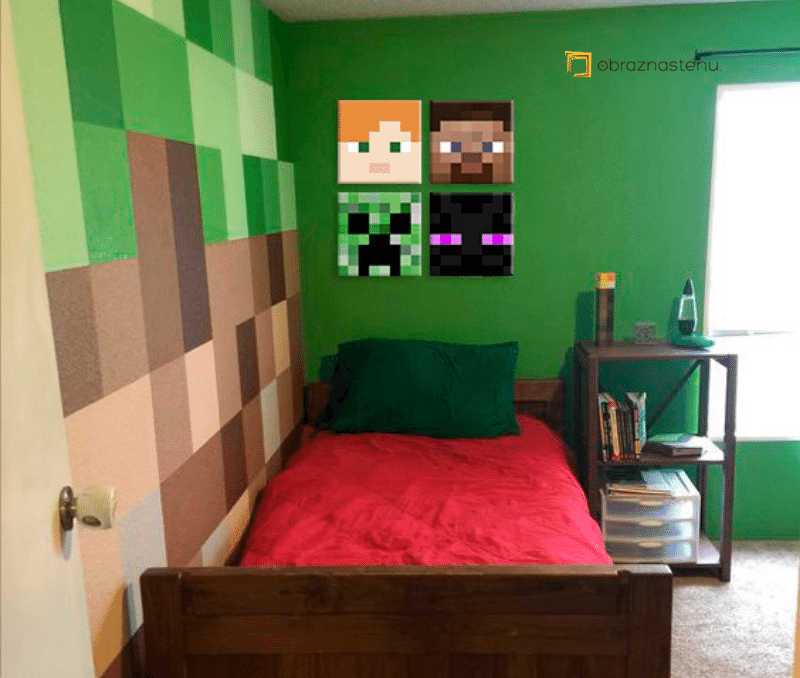 Minecraft obraz - Alex, Steve, Enderman, Creeper